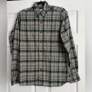 Duck Heaf Men’s Green Plaid Cotton Midweight Flannel Shirt,M